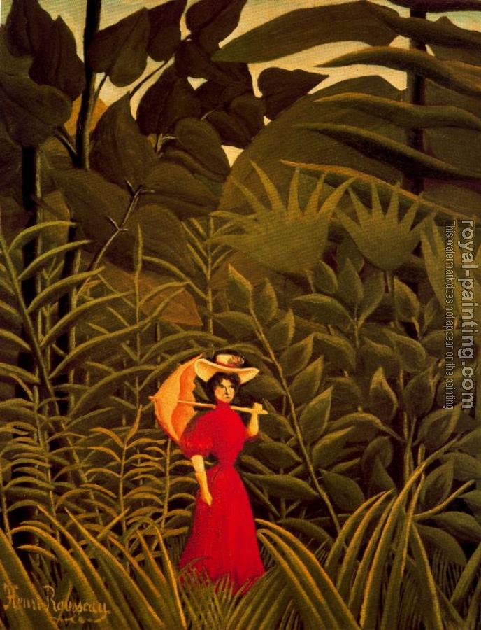 Henri Rousseau : Woman with an Umbrella in an Exotic Forest